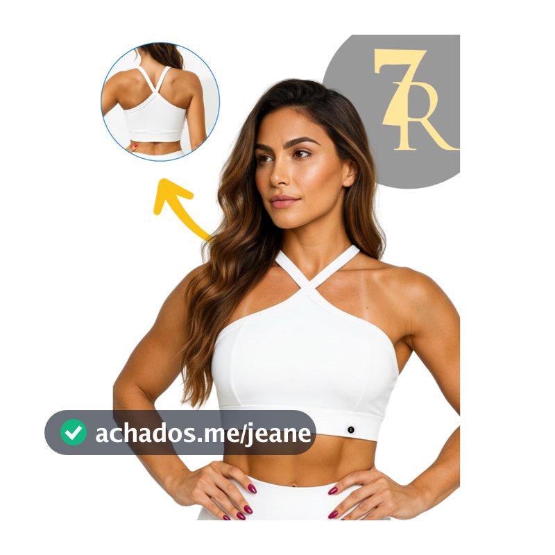 Top Fitness Feminino Alta Compressão Não Transparente Sustentação Alça Cruzada Academia Premium