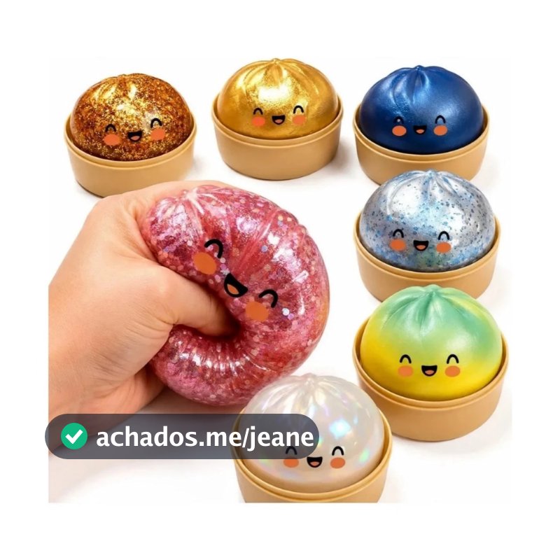 Dumpling Squishy Bolinho Baozi Brilhante Glitter Surpresa Pãozinho Macio Orbeez