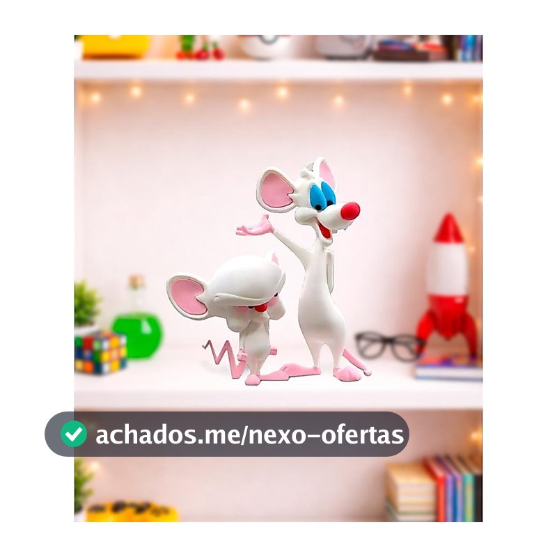 Pink e Cérebro Bonecos Decorativos 3D Geek Grande 25cm | Personagens Clássicos TV | Presente Nerd Colecionável