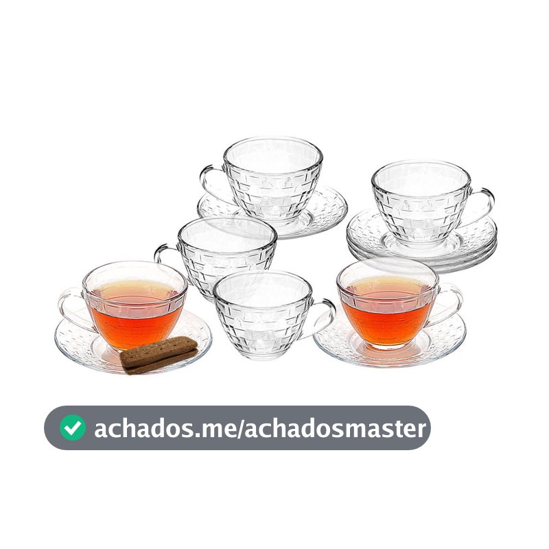 Conjunto de Xícaras Cazza Picnic em Vidro 290ml 6 Peças