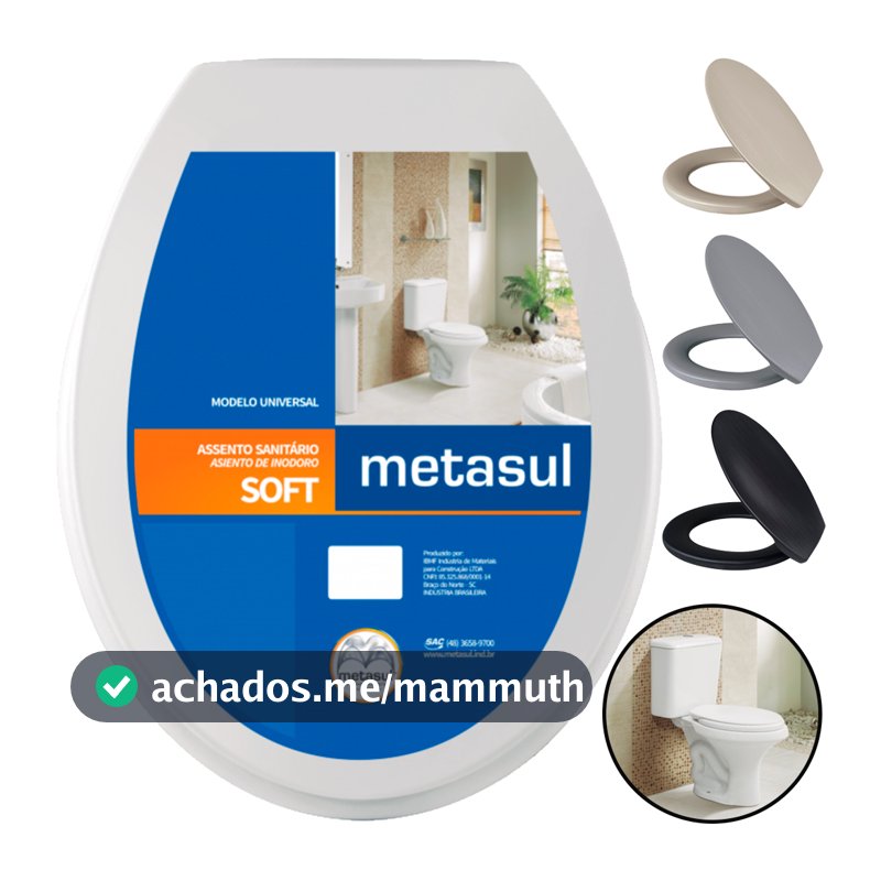Assento De Vaso Sanitário Soft Metasul P/ Vasos Deca Celite Icasa Soft Universal