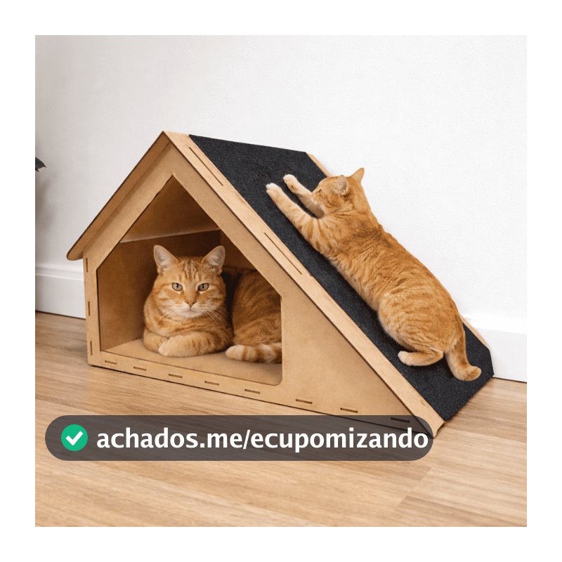 Rampa Casa de Gato Toca Para Gatos Arranhador Brinquedo Playground MDF Carpete 30x47x30cm