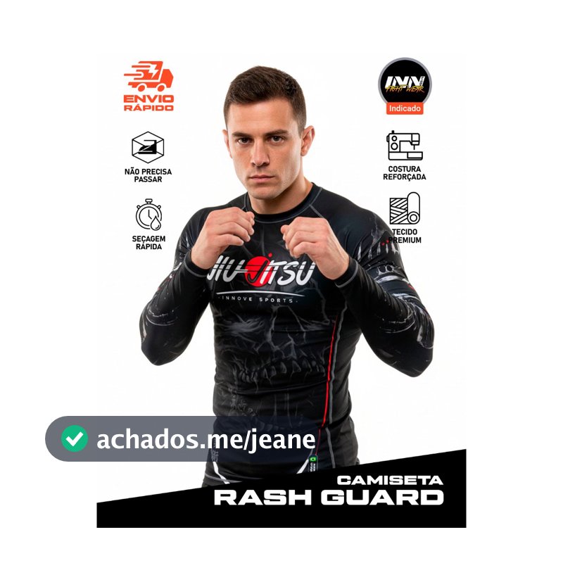 Camiseta Compressão Rash Guard Jiu Jitsu Caveira Bjj Inn Fight