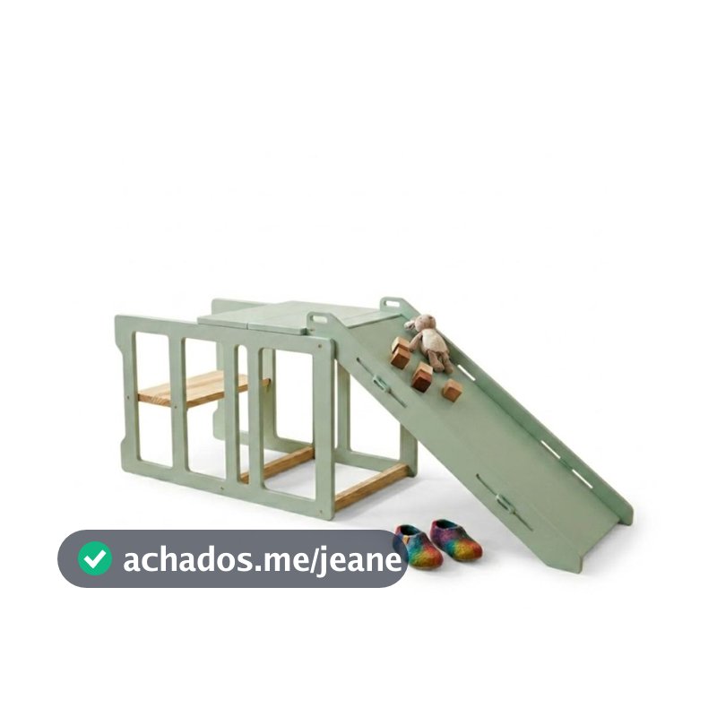 Torre Aprendizagem Escorregador 4em1 Montessori Brinquedo Cadeirão Verde Chá