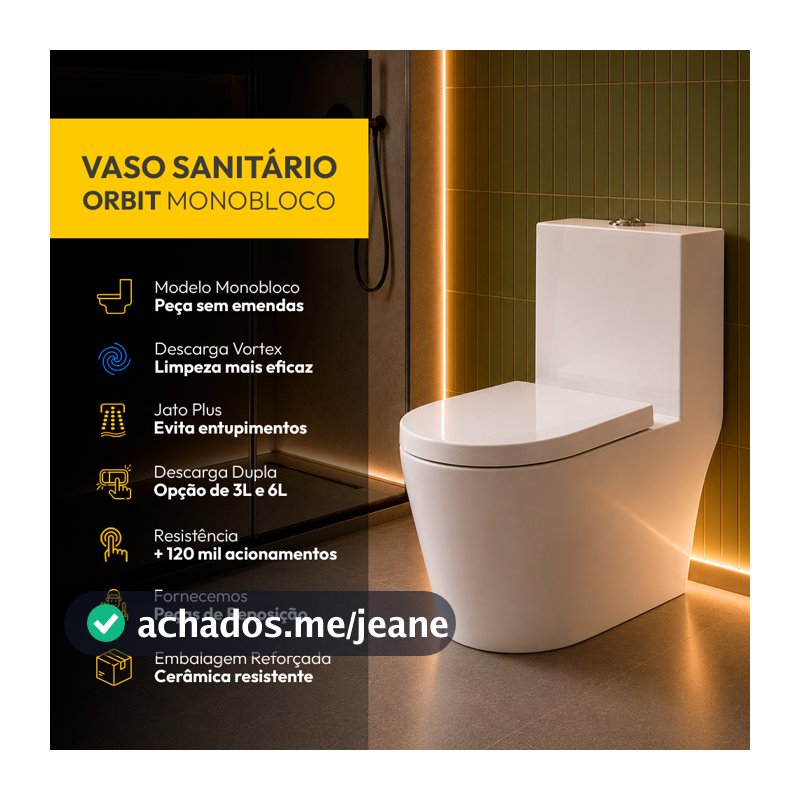 Vaso Sanitário Monobloco Orbit ou Vertex Completo com Caixa Acoplada Privada Cerâmica Branca Alut