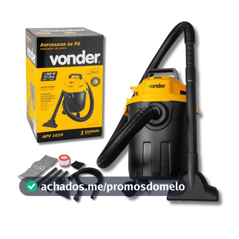 Aspirador de Pó e Água + Líquidos 10 Litros 1.000W Muito Potente 127v Ou 220v - APV 1010 Vonder