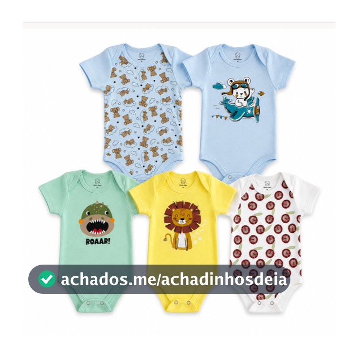 Kit 5 bodies pagão bebê menino manga curta estampados sortidos suedine 100% algodão