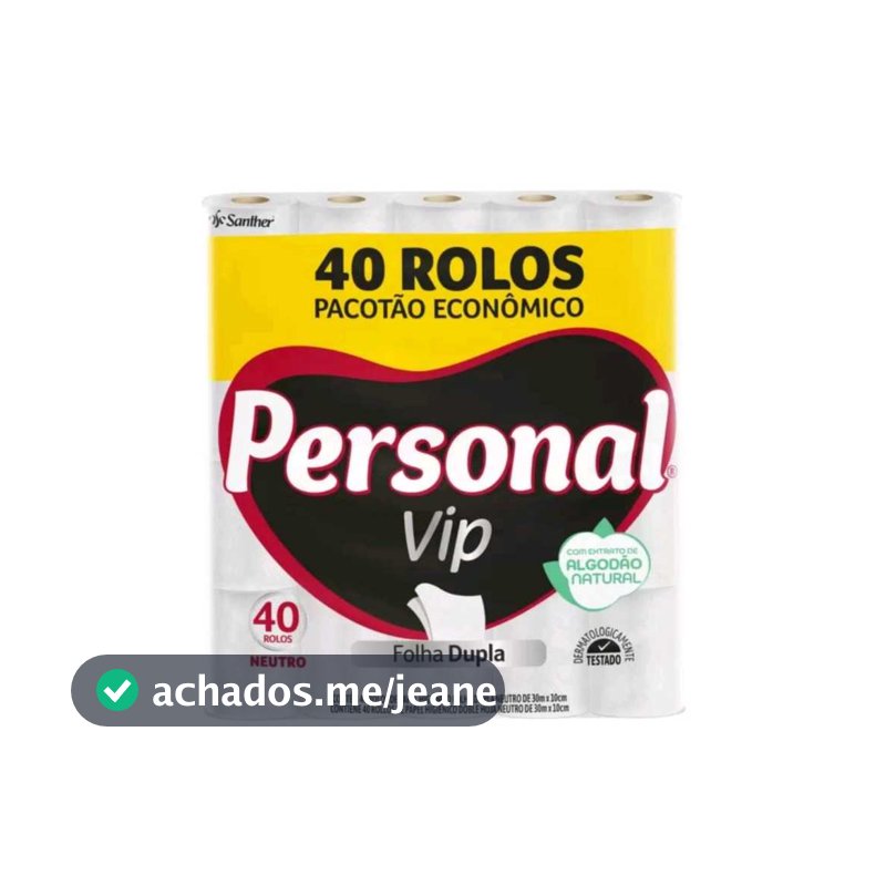 Papel Higienico Personal Vip Folha Dupla 40 Rolos 30 Metros