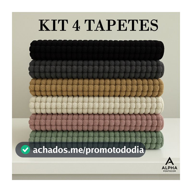 Tapete Bolinha KIT 4 Unidades Microfibra Banheiro Popcorn 38x58 Antiderrapante Macio Alta Absorção