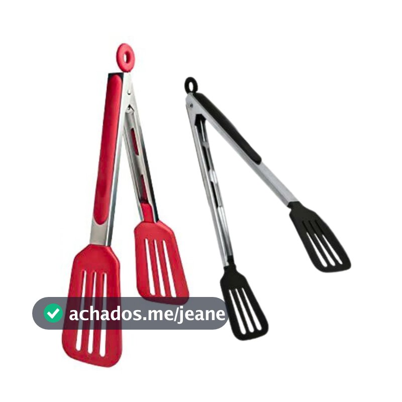 Pegador De Silicone e Inox Para Carne Churrasco Salada Cozinha 23 cm Vazado Top