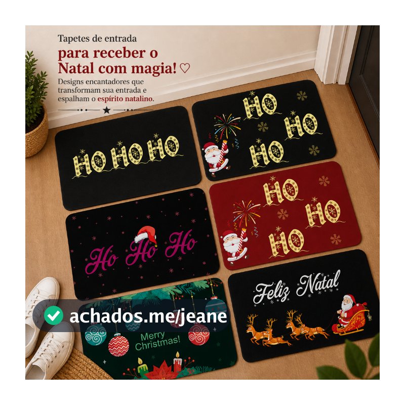 Tapete de Porta Natal Entrada Decorativa, Antiderrapante, Costura Reforçada Tapete de Entrada.