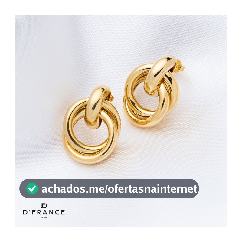 Brinco Argola de Elos Entrelaçado Média Banhado a Ouro 18K - D'France Jóias