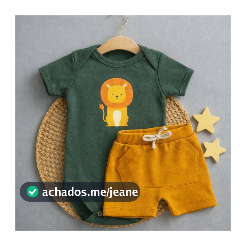 Conjunto de bebê Infantil Verão Menino Body e Short 100% Algodão.