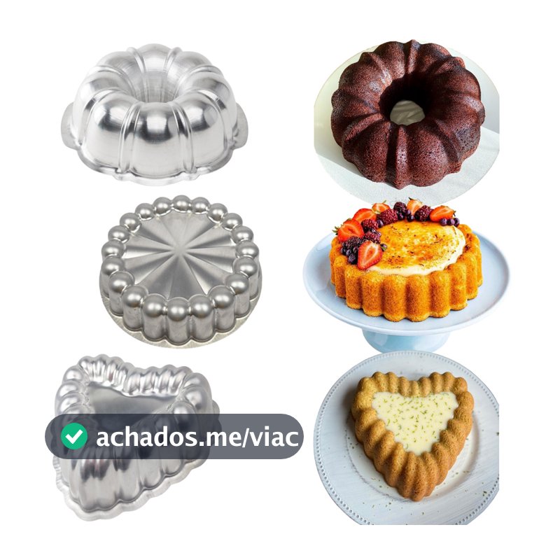 Kit 3 Formas Decorada Bolo Pudim Gomada 22cm