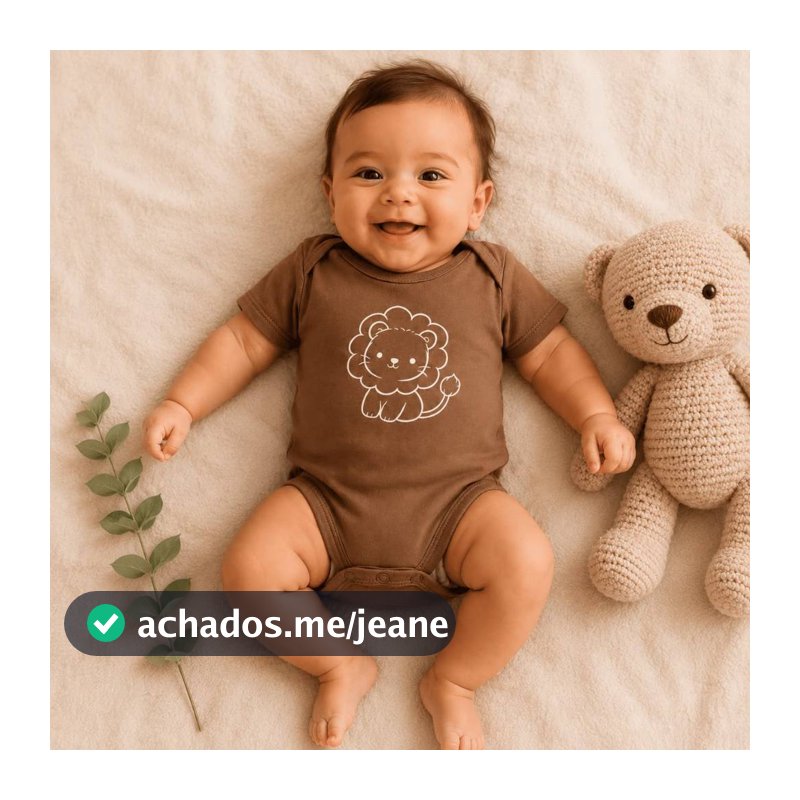 Body Infantil Bebê Menino Leãozinho Manga Curta 100% Algodão Presente Maternidade Chá de Bebe enxoval