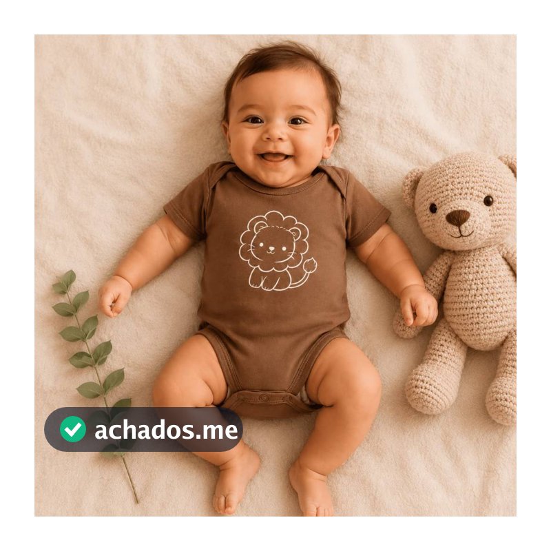 Body Infantil Bebê Menino Leãozinho Manga Curta 100% Algodão Presente Maternidade Chá de Bebe enxoval