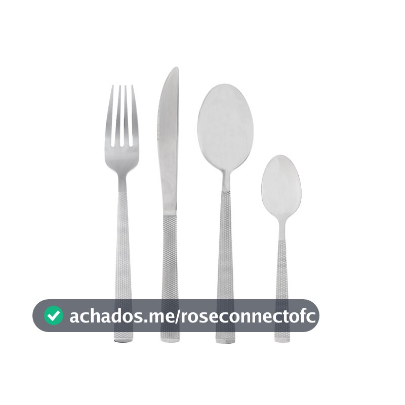 Faqueiro 16 Peças Aço Inox Santorini Lyor Prata Jogo de Talheres Completo para 4 Pessoas Mesa Posta Sobremesa Resistente