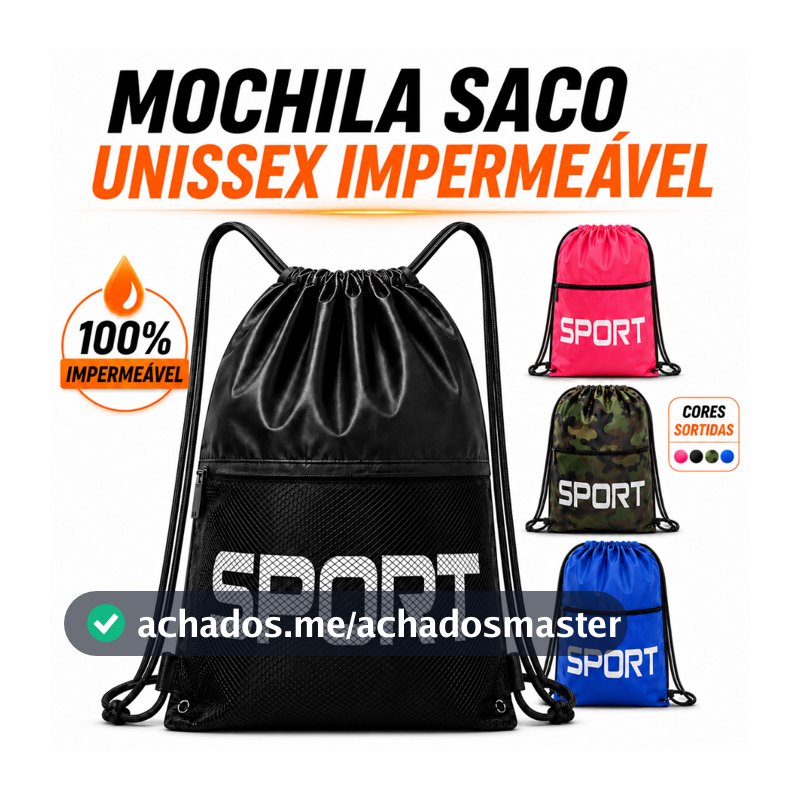 Bolsa Academia Unissex impermeável Com Ziper Mochila Bolsa Sacola Feminina Masculina - 4 Cores