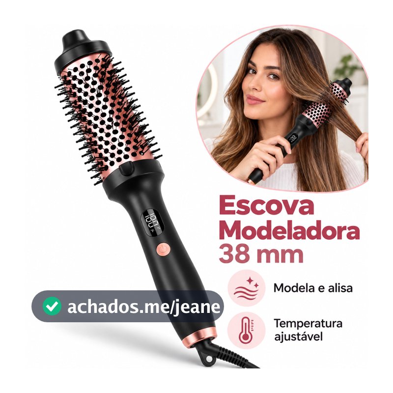 Modelador de cabelo com Escova Secadora Alisadora Eletrica 3 Em 1 Bivolt Alisa Modela Com Led Anti Friz