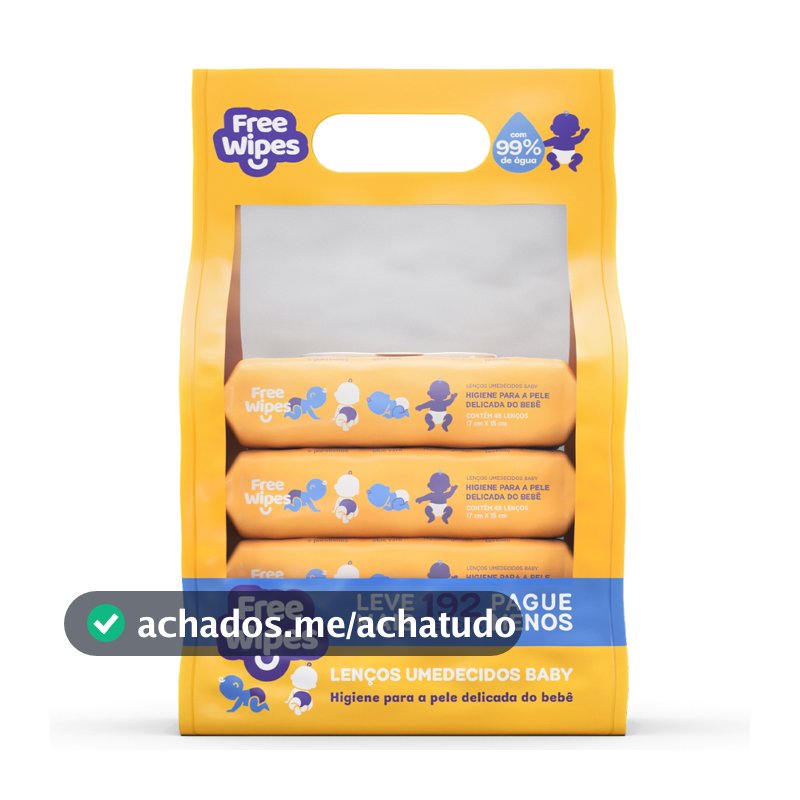 Promo Pack 4 Lenços Umedecidos Baby Free Wipes – Cuidado Puro (192un.)