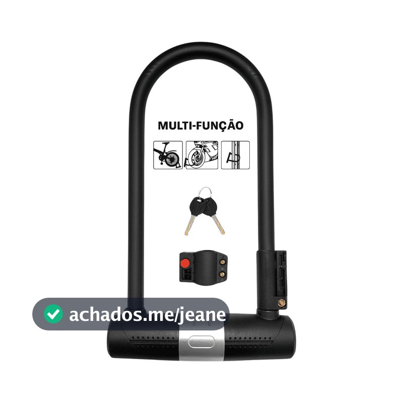 Cadeado U-Lock Grande Reforçado para Bicicleta Elétrica Bike Moto com Suporte