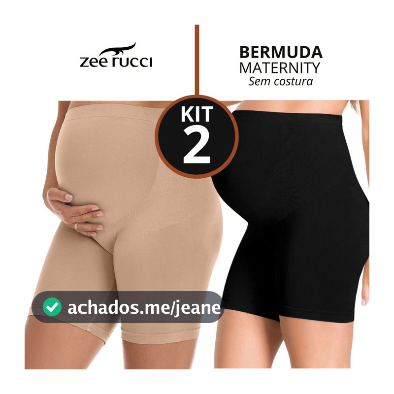 KIT 2 Bermuda Modeladora para Gestante Maternidade Zee Rucci Lingerie Gravida