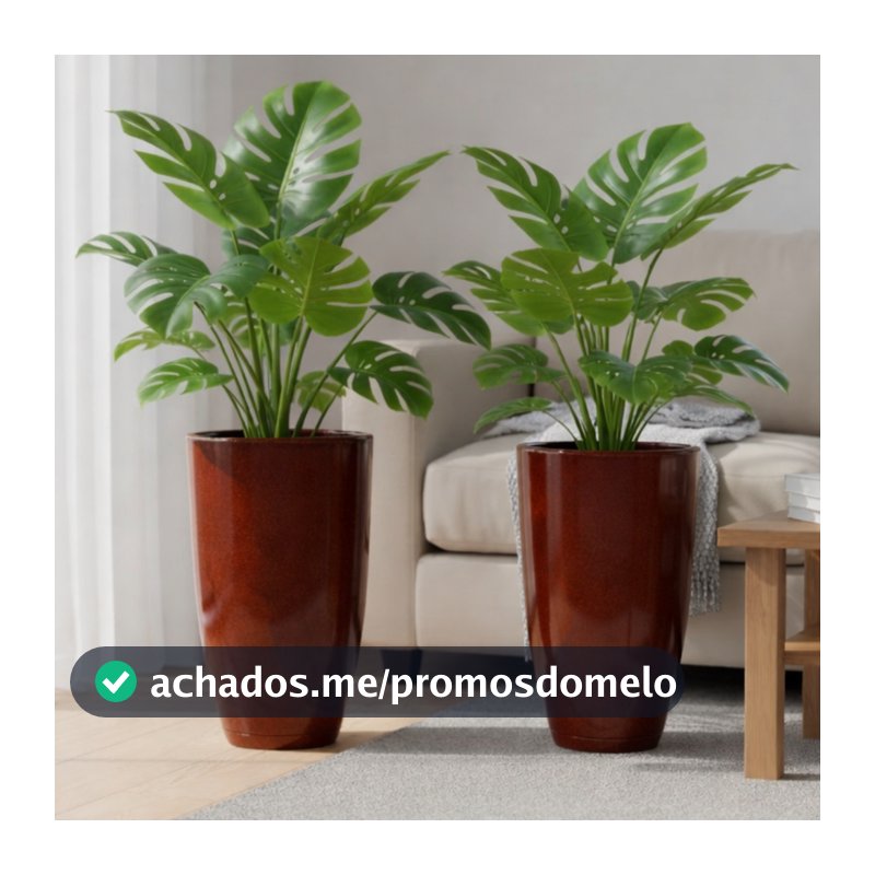 Kit com 2 vasos para planta polietileno coluna lisa moderna N1