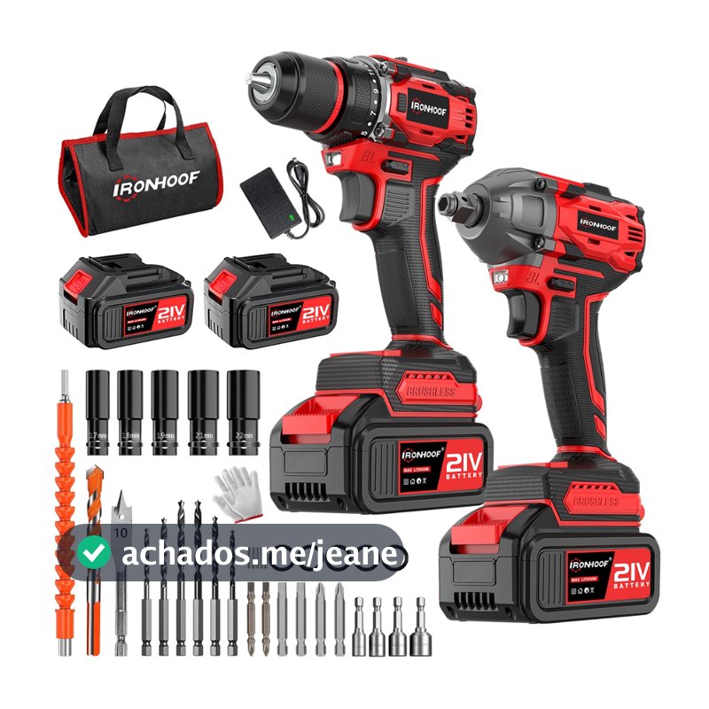 Kit 2 Parafusadeira Furadeira Chave De Impacto Brushless 2 Baterias