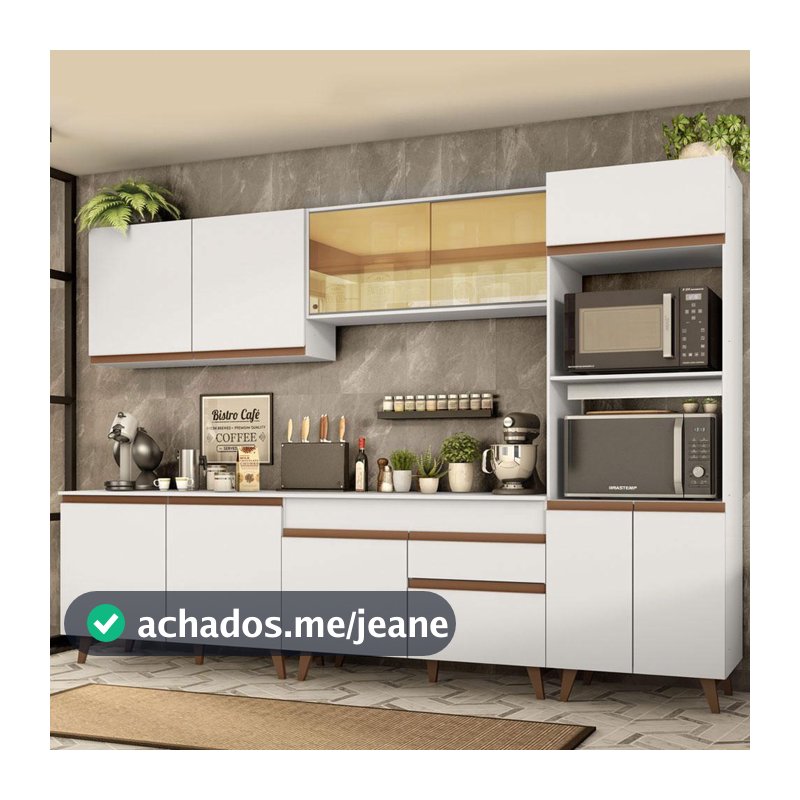 Cozinha Completa com Armário e Balcão Branco Madesa Reims 310001