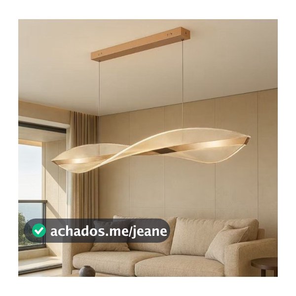 Luminária Pendente Dourado  Linear Moderna Led 3COR ACOMPANHA CONTROLE