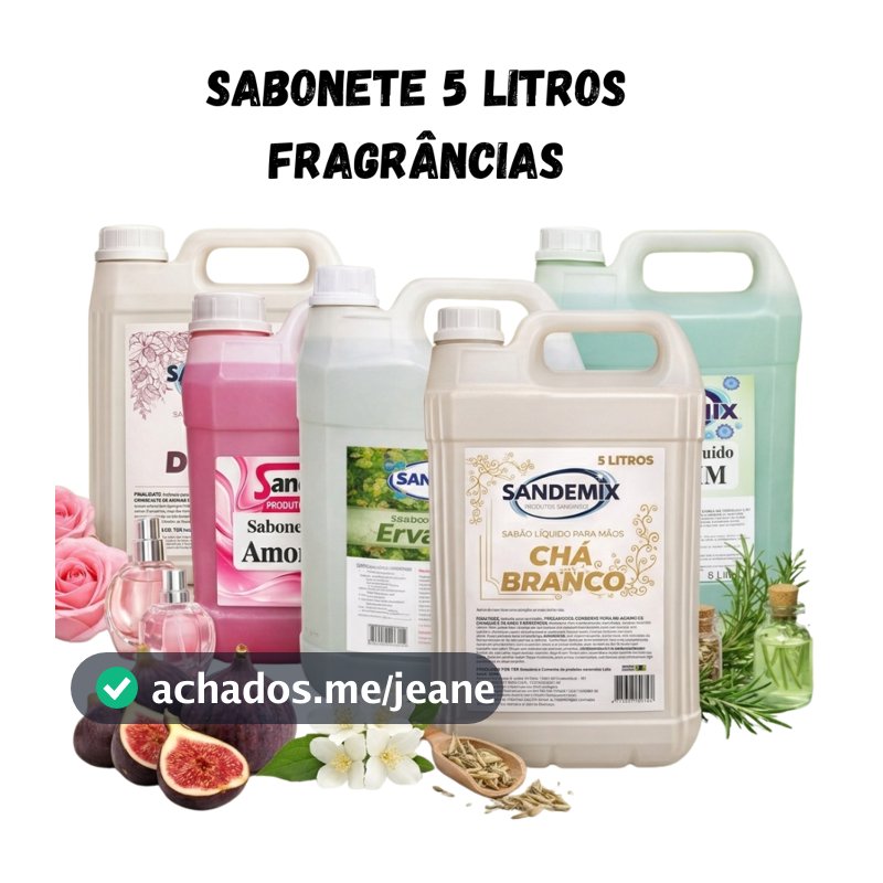 Sabonete Líquido 5 Litros Galão Para Mãos Lavabo Banheiro Refil Econômico Aromas FraganciasVariados