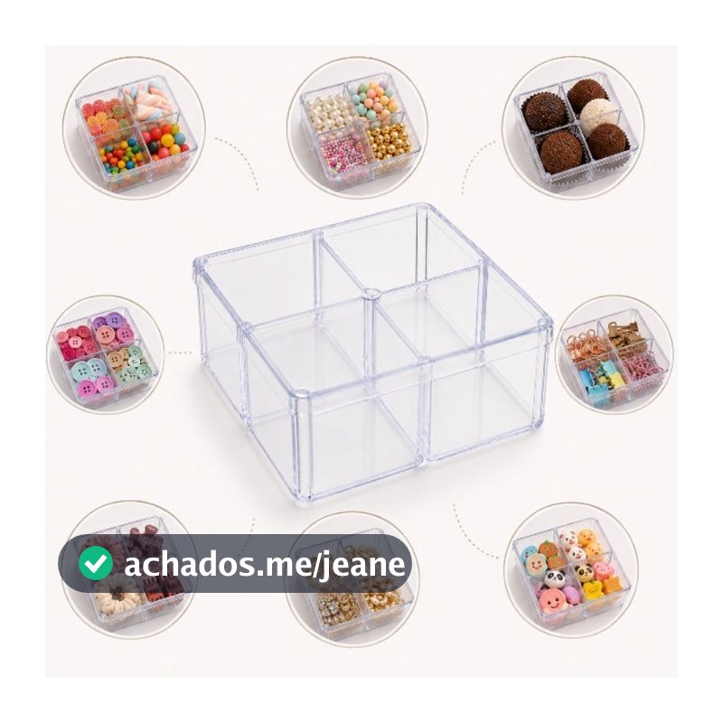 15 unidades Caixa caixinha em acrílico com divisórias organizadoras 7x7cm