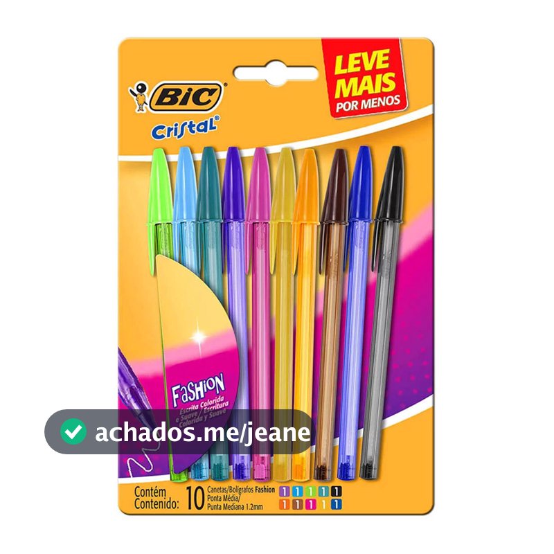Caneta esferográfica Cristal Fashion 1.2 com 10 unidades Bic