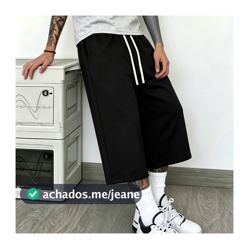 Bermuda Short Moletom Bermudão Baggy Liso Y2k Casual Barra Reta Tendência Envio Rapido