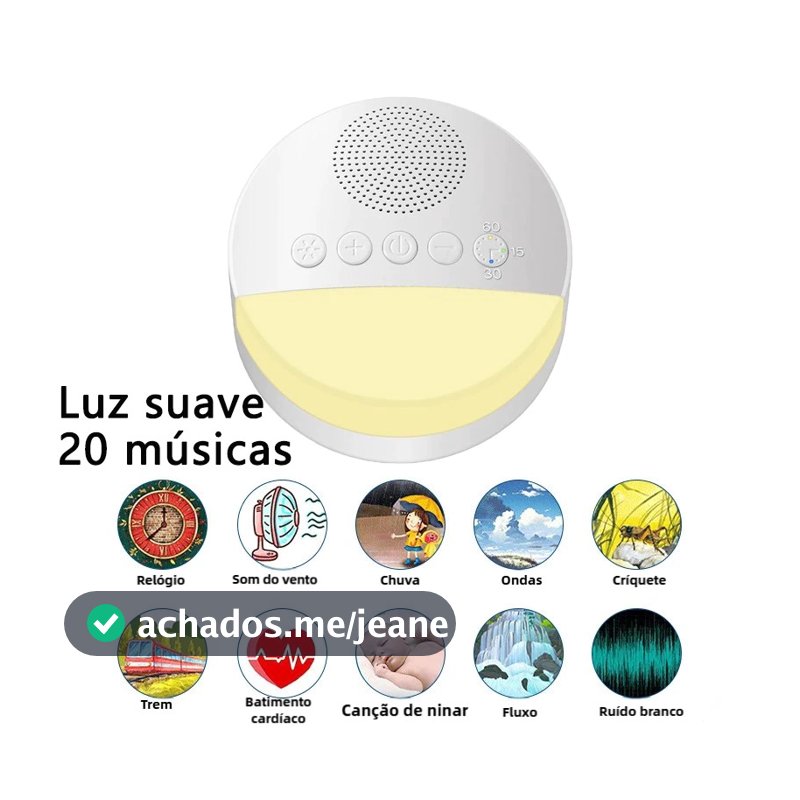 Reprodutor Portátil de Som de Sono para Crianças Música e Ruído Branco Dispositivo Auxiliar de Sono com Música e Luz - k