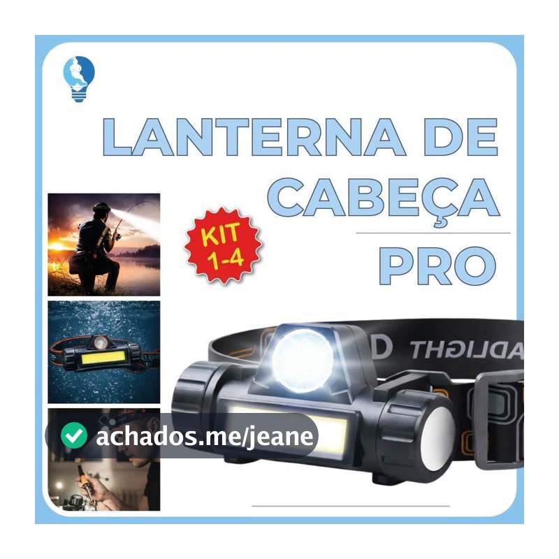 Lanterna de Cabeça Led Alta Potência com lanterna dianteira carregador USB Bivolt