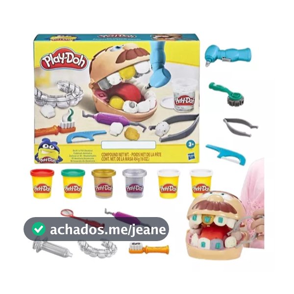 Conjunto Brincando De Dentista Massinha Play Doh Com 16 Peças  – Hasbro