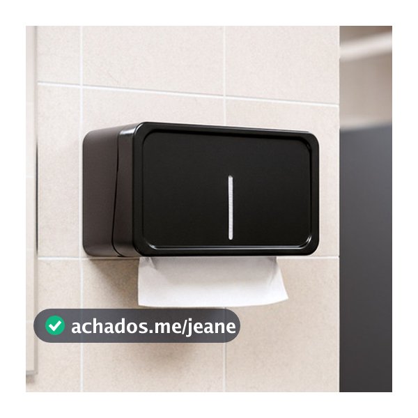 Toalheiro Dispenser Interfolha Papel Preto Moderno Banheiro
