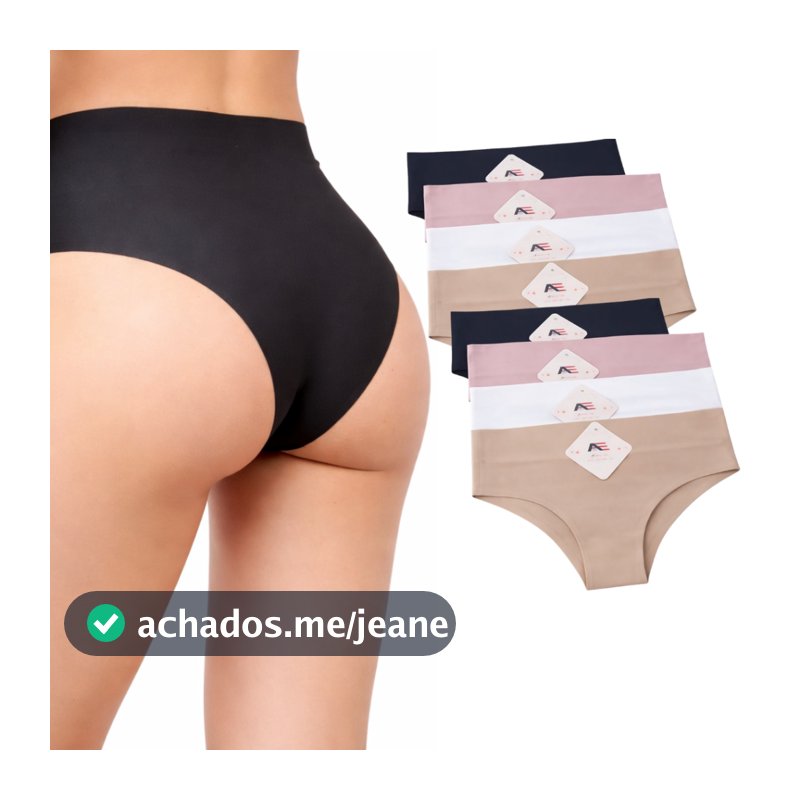 Kit Calcinhas Cos Alto 5 cm Sem Costura Corte Laser