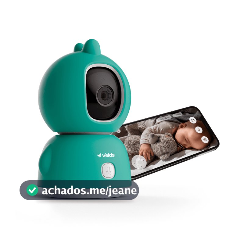 Babá Eletrônica Inteligente Velds, Visão Noturna e Detecção De Choro, c/ Capinha de Dinossauro