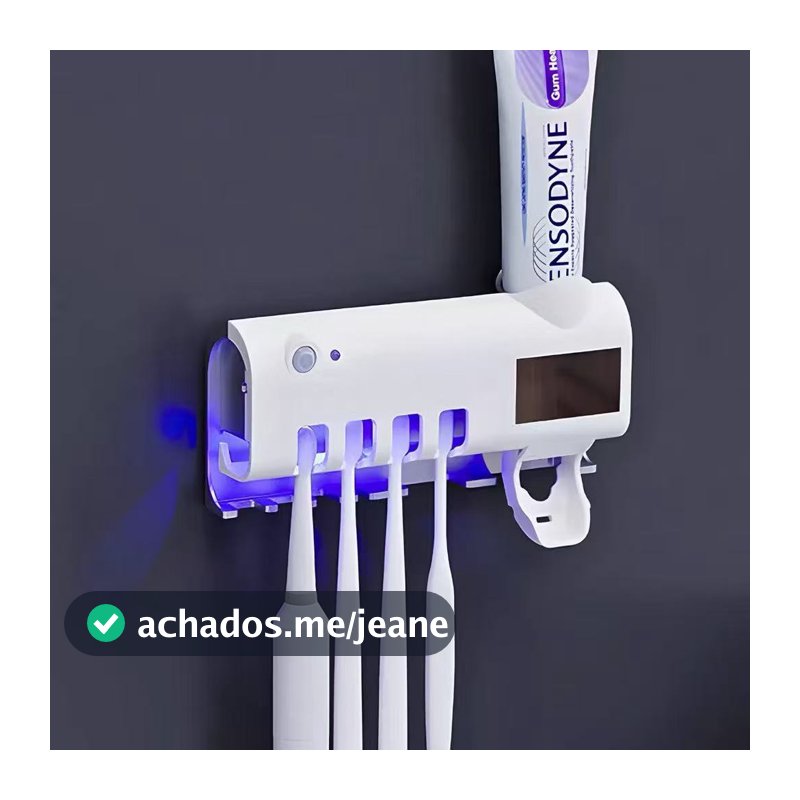 Porta Escova de Dentes com Esterilizador UV e Dispenser de Pasta