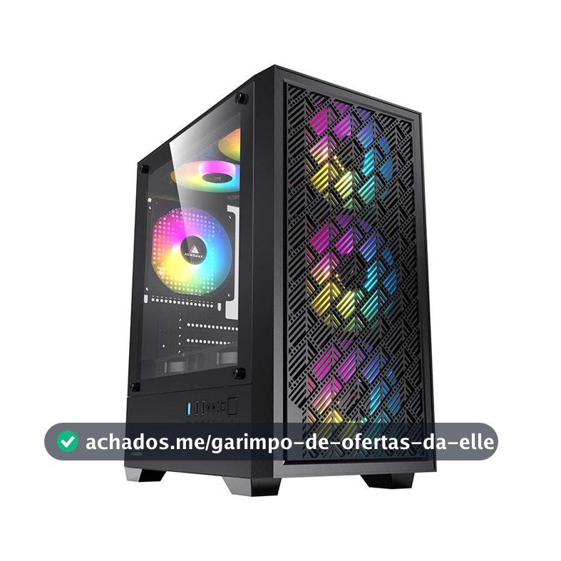 Gabinete Gamer Acegeek Matrix, Mini-Tower, Lateral de Vidro, Preto, AG-MATRIX-BK
