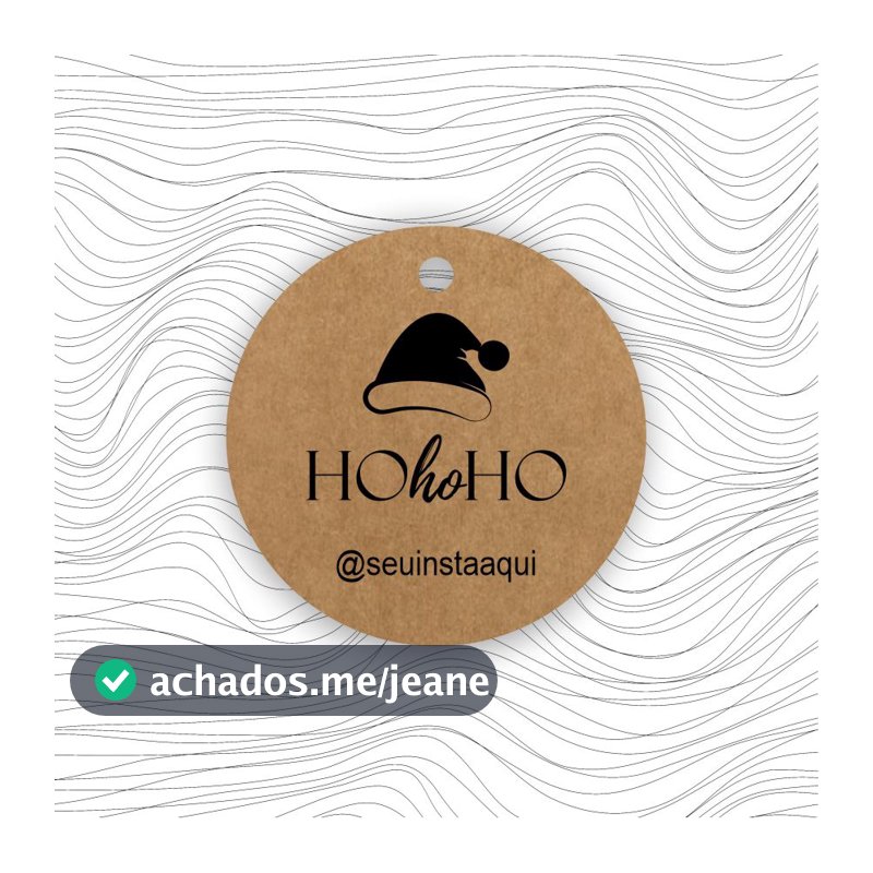 50 peças - Tag em Papel Kraft  - HoHoHo -4,5x4,5cm
