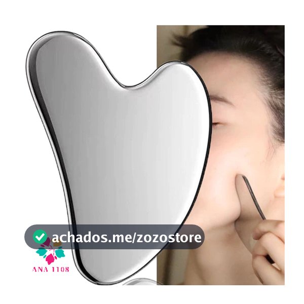 ANA 1108 Massageador Facial e Corporal Aço Inox Gua Sha Raspagem Skincare Rosto Relaxamento SPA Lifting Facial