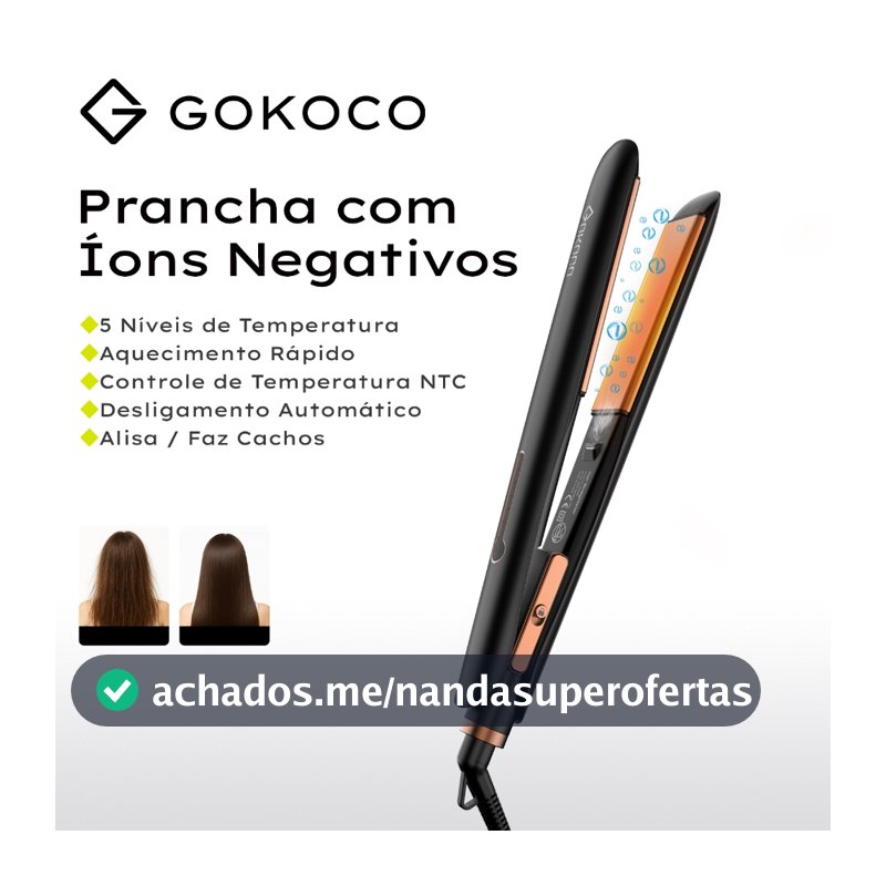 GOKOCO Alisador De Cabelo De lons Negativos Desligamento Automático Aquecimento Rápido Controle De Calor NTC Liso/Cachos