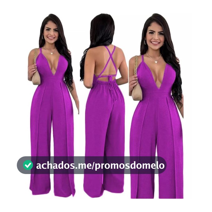 Macacao Feminino Decotado Alcinha 2 Fendas Pantalona