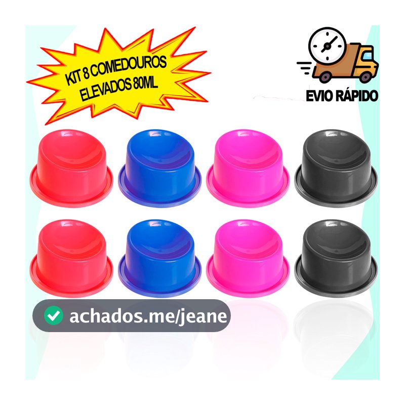 Kit 8 Comedouro Elevador Ergonômico Para Gato 80ml Potinho Vasilha Para Ração de Gato Pet Shop