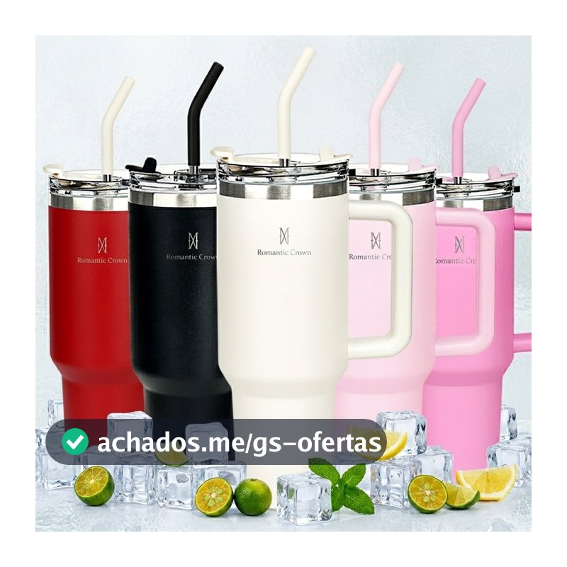 Copo Térmico Inox Portátil 1200ml/600ml/1.2L Vácuo Antivazamento Garrafa Térmica Inoxidável com Tampa e Canudo