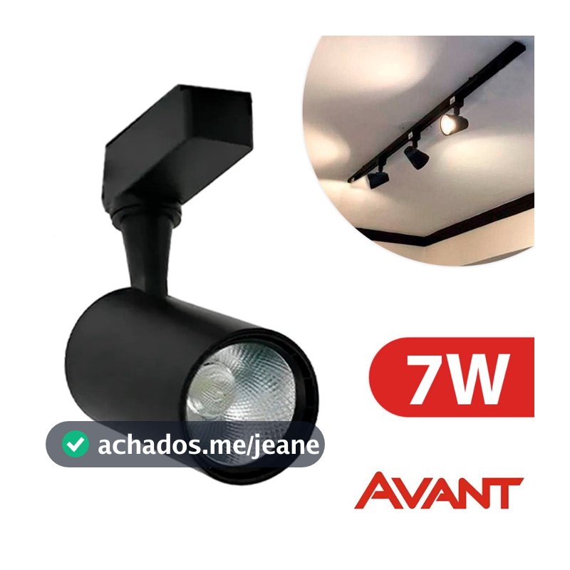 Spot Led Para Trilho Eletrificado Preto Branco 7W Interno Bivolt Luz Branco Frio 6500K AVANT