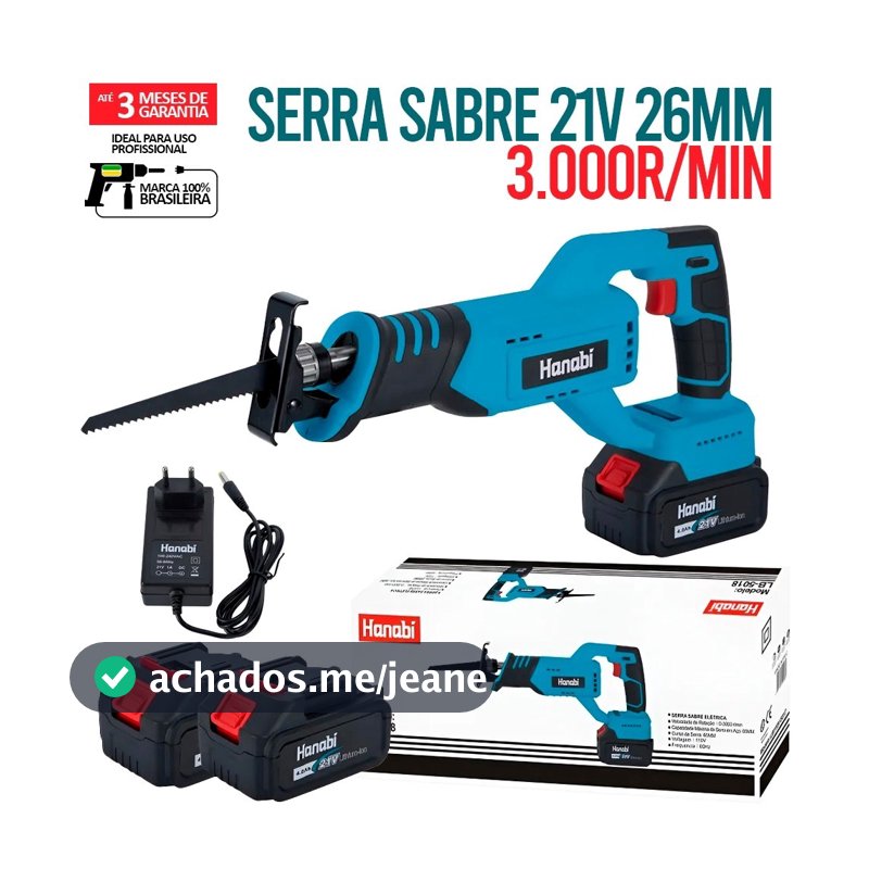【Hanabi】Serra Sabre Elétrica Reciprocante 1100W Hanabi Portátil 2800r/min 20mm Madeira Galhos